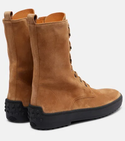 Tod's Suede Ankle Boots Featuring Pull Tab In Brown
