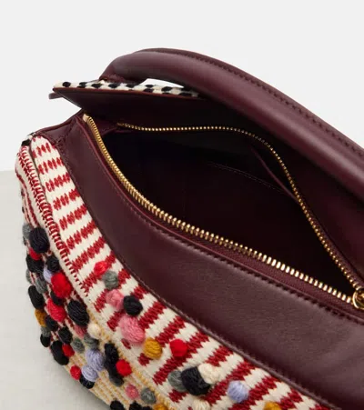 Loewe Puzzle Small Leather-trimmed Embroidered Canvas Shoulder Bag In Multi