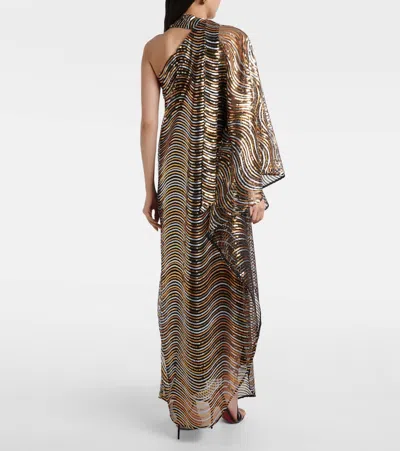 Taller Marmo Glaum One-shoulder Sequined Gown In Multi
