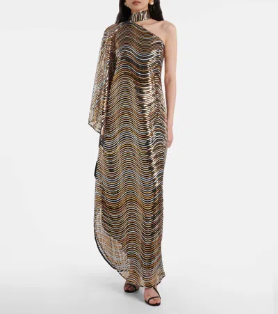 Taller Marmo Glaum One-shoulder Sequined Gown In Multi