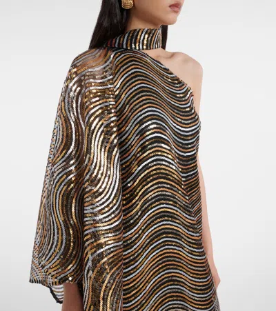 Taller Marmo Glaum One-shoulder Sequined Gown In Multi