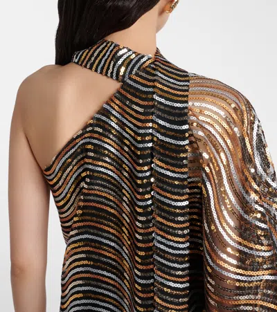 Taller Marmo Glaum One-shoulder Sequined Gown In Multi