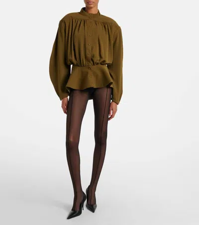 Mugler Crepe Chevron Shirt In Brown