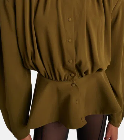 Mugler Crepe Chevron Shirt In Brown