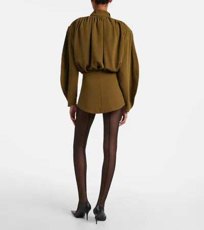 Mugler Crepe Chevron Shirt In Brown