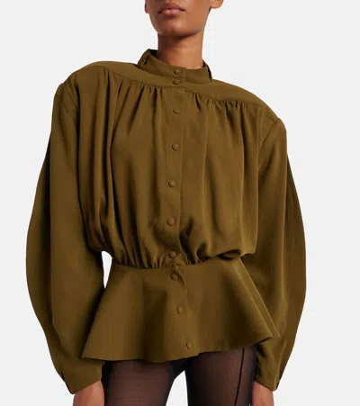 Mugler Crepe Chevron Shirt In Brown