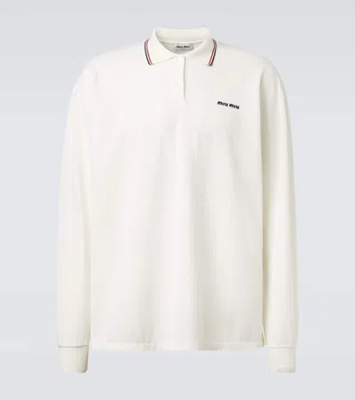 Miu Miu Cotton Piqué Polo Shirt In White