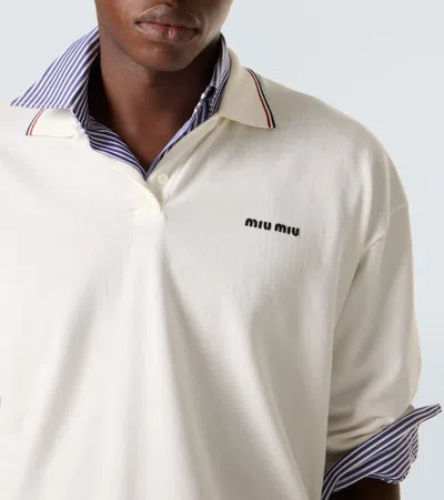 Miu Miu Cotton Piqué Polo Shirt In White