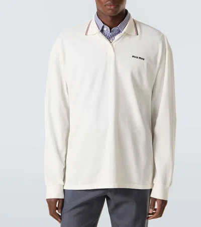 Miu Miu Cotton Piqué Polo Shirt In White