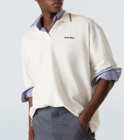 Miu Miu Cotton Piqué Polo Shirt In White