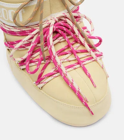 Moon Boot Cream Suede Icon Low Ankle Boots In Yellow