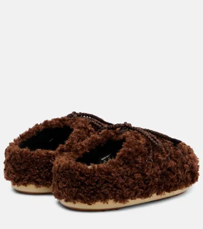 Moon Boot Evx Shearling Lace-up Mules In Brown