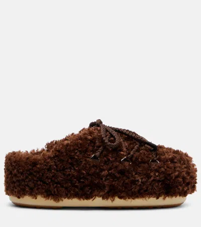 Moon Boot Evx Shearling Lace-up Mules In Brown