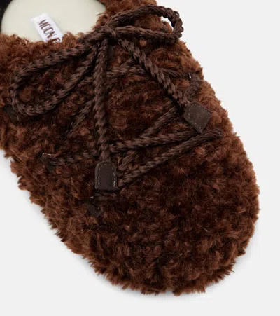 Moon Boot Evx Shearling Lace-up Mules In Brown