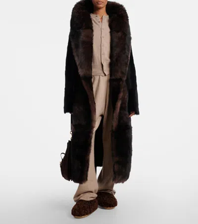 Moon Boot Evx Shearling Lace-up Mules In Brown