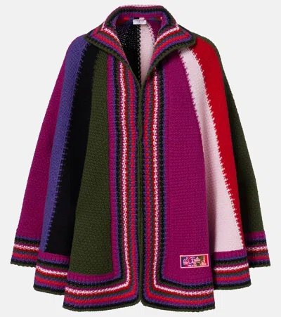 Pucci Stylish Knit Cape With Collar And Hem In Purple