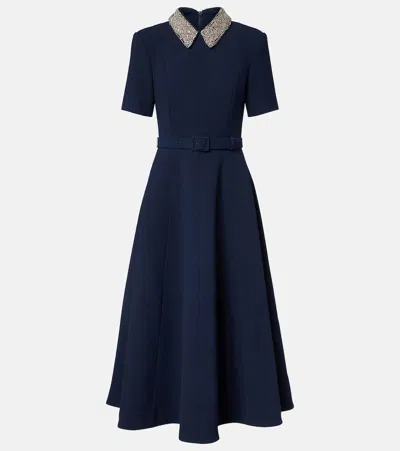 Rebecca Vallance Embellished-collar Belted Dress In Blue
