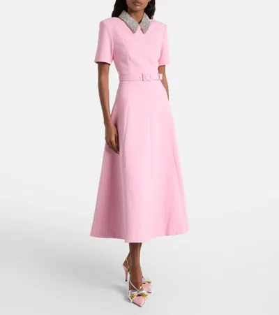 Rebecca Vallance Embellished-collar Belted Dress In Pink