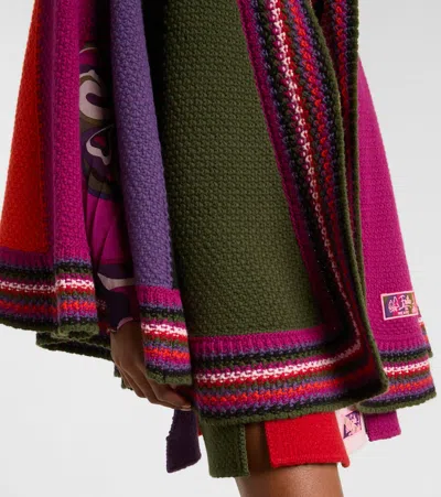 Pucci Stylish Knit Cape With Collar And Hem In Purple