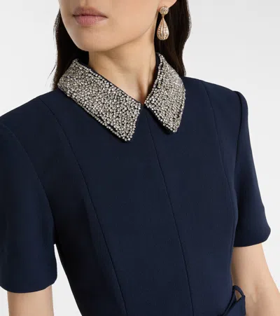 Rebecca Vallance Embellished-collar Belted Dress In Blue