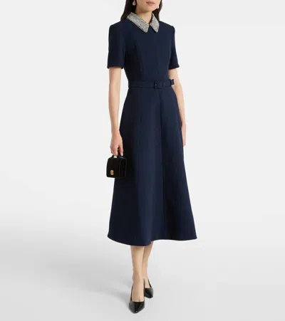 Rebecca Vallance Embellished-collar Belted Dress In Blue