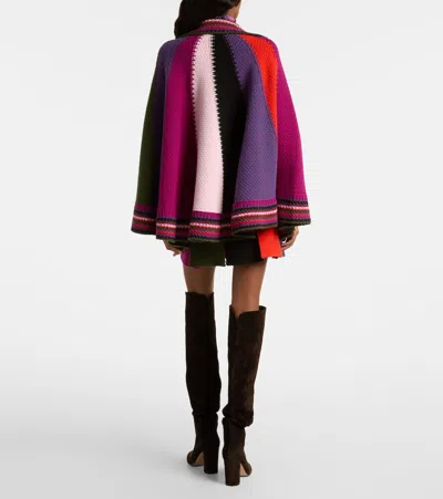 Pucci Stylish Knit Cape With Collar And Hem In Purple