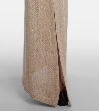 STELLA亮片亚麻混纺加长半身裙