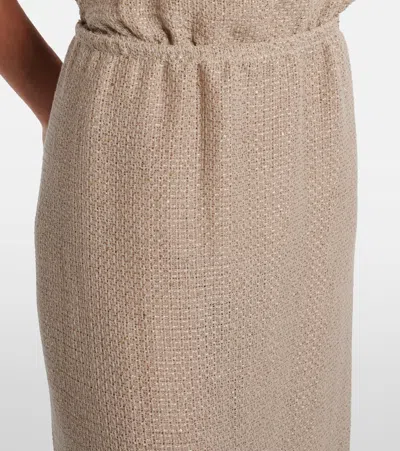 STELLA亮片亚麻混纺加长半身裙