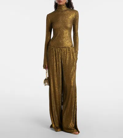 Norma Kamali Elephant High-rise Wide-leg Pants In Green