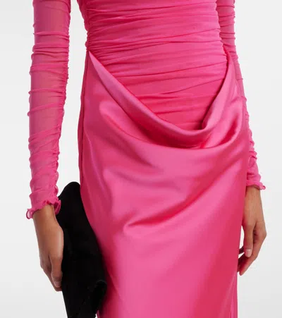 Rotate Birger Christensen Draped Ruched Gown In Pink