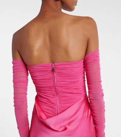 Rotate Birger Christensen Draped Ruched Gown In Pink