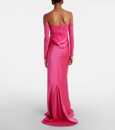 Rotate Birger Christensen Draped Ruched Gown In Pink