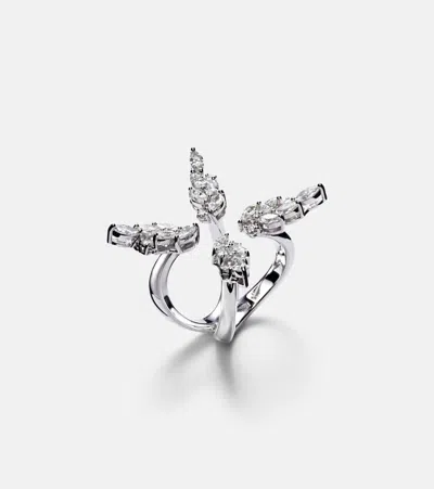 Yeprem Y-not 18kt White Gold Ring With Diamonds In Silver