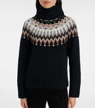 Bogner Ingrid Jacquard Cashmere Turtleneck Sweater In Black
