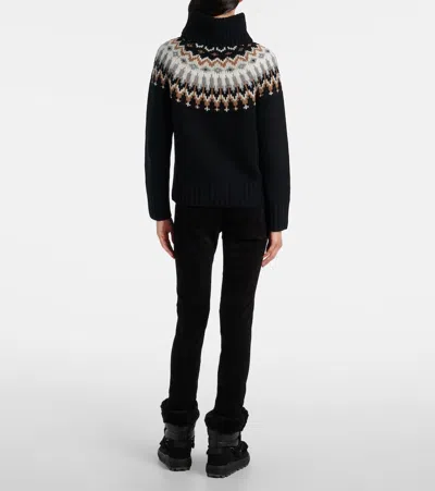 Bogner Ingrid Jacquard Cashmere Turtleneck Sweater In Black