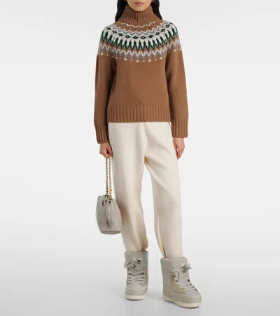 Bogner Ingrid Jacquard Cashmere Turtleneck Sweater In Brown