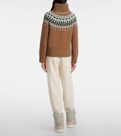 Bogner Ingrid Jacquard Cashmere Turtleneck Sweater In Brown