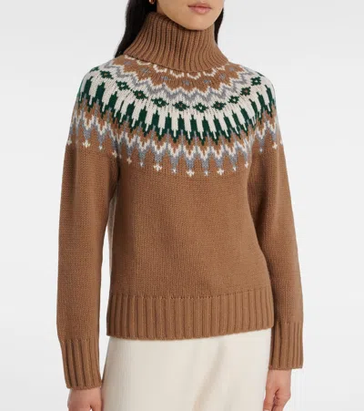 Bogner Ingrid Jacquard Cashmere Turtleneck Sweater In Brown
