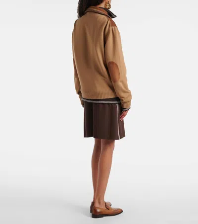 Miu Miu Leather Jacket In Brown