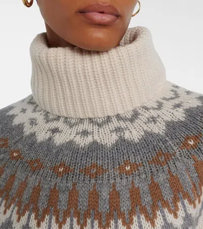 Bogner Ingrid Jacquard Cashmere Turtleneck Sweater In Neutral