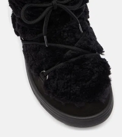 Bogner Chamonix Shearling-trimmed Suede Snow Boots In Black