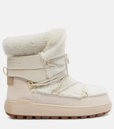 Bogner Chamonix Shearling-trimmed Suede Snow Boots In Multi