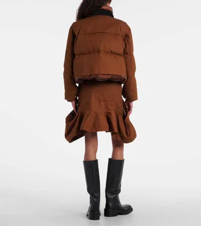 Sacai X Carhartt Wip Washed Duck Down Puffer Jacket In Brown