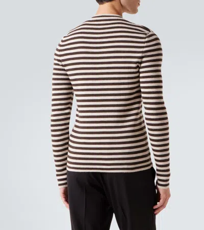 Prada Superfine Wool Striped Crew-neck Sweater In Multi