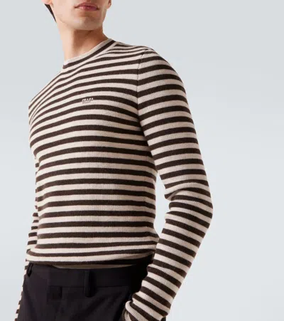Prada Superfine Wool Striped Crew-neck Sweater In Multi