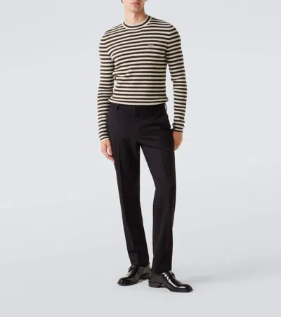 Prada Superfine Wool Striped Crew-neck Sweater In Multi