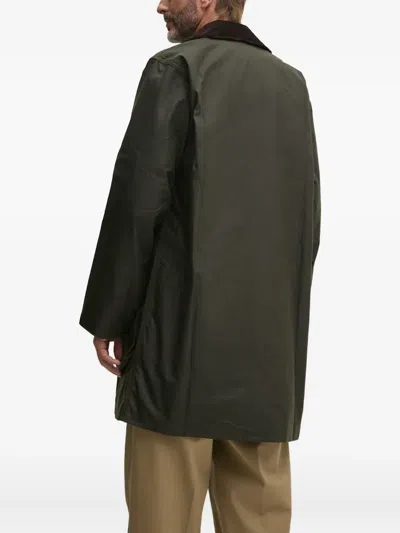 Barbour Corduroy-collar Coat In Green