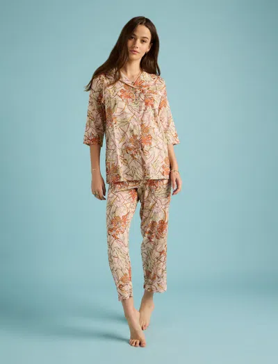 Papinelle Karen Walker Lilies Crop Pj In Neutral