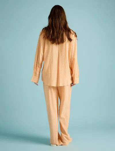 Papinelle Karen Walker Seersucker Stripe Full Length Pj Set In Orange