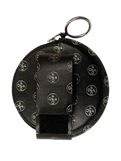 Off-white Logo-pattern Coin Pouch In Black